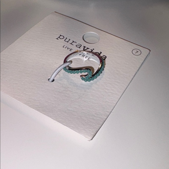 Pura Vida Turquoise Beaded Silver tone ring Size 7 - Picture 3 of 5